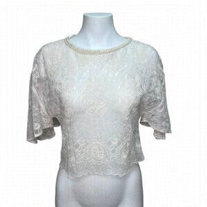 𝅺ZARA Lace Off White Blouse Size Small